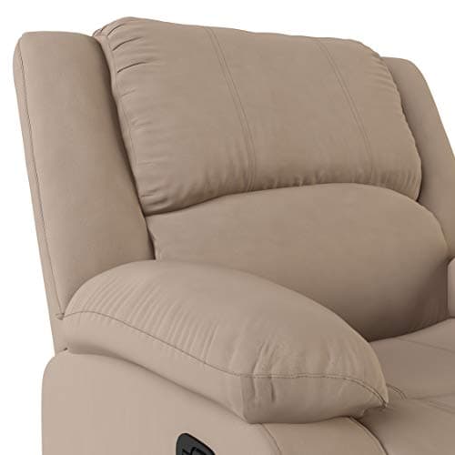 Relax-A-Lounger Warren 35.5" Manual Pull-Handle Recliner, Traditional Overstuffed, Pocket Coil Comfort, Black Metal Base Legs, Soft Microfiber Fabric, Beige 10
