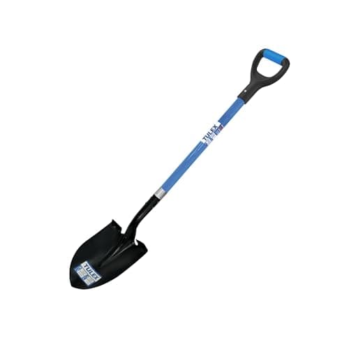 Tulex Round Point Shovel with Fiberglass D-Grip Handle for Digging 0011515, 41-Inch with Trenching Blade Heavy Duty Shovel for Gardening