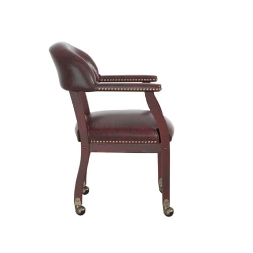 Boss Captain’s Chair In Burgundy Vinyl W/ Casters 9