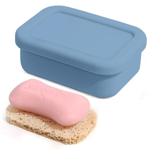HighHerz Leak Proof Silicone Travel Soap Case with Draining Tray - Bar Soap Holder for Travel, Gym & Camping - Mess-Free Portable Soap Container for Carry-on Bags (Dark Blue) 9