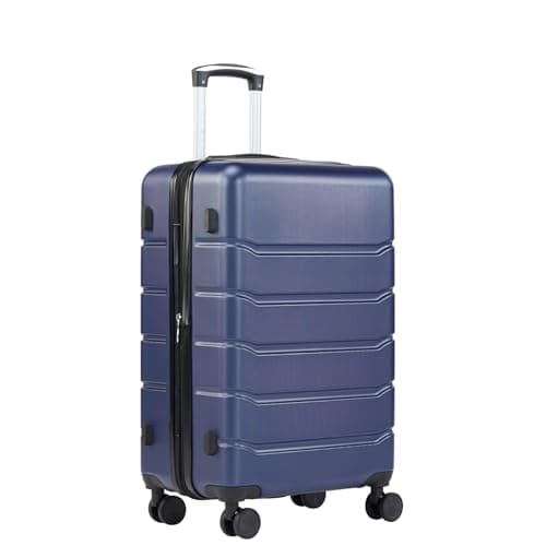 Sweetcrispy Carry on Luggage, Hard Shell ABS Suitcase with Double Spinner Wheels, Lightweight Expandable Rolling Suit Case with TSA Lock, 20 Inch Navy Blue