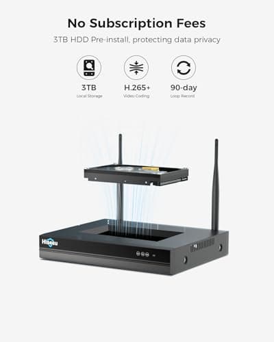 Hiseeu Wireless Security Camera System Outdoor, 3MP WiFi Camera for Home, 16CH WiFi-Pro 8 Cam-Kit, 2-Way Audio, Color Night Vision, IP66 Waterproof, 3TB Storage, 24/7 Recording, No Monthly Fees 9