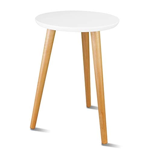 Uneedem Wood Mid Century Plant Stand for Indoor Plants, Modern Table, Tall Holder for Flower Pots, Small Round Side/End Table(A2 White, High: 16.5")