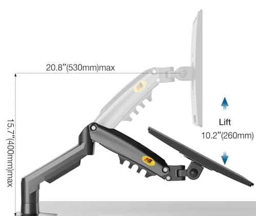 NB North Bayou Dual Monitor Desk Mount Stand Full Motion Swivel Computer Monitor Arm for Two Screens 17-27 Inch with 4.4~19.8lbs Load Capacity for Each Display F160 5