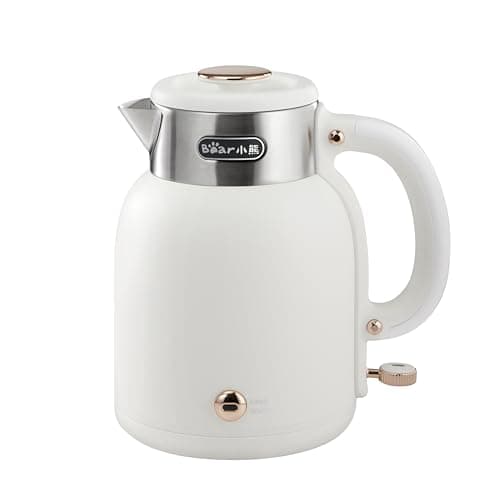 Bear ZDH-C15C1 Electric Kettle for Coffee & Tea, Stainless Steel Hot Water Boiler with Keep Warm Function, Auto Shut-Off, BPA Free, 1.5l, White