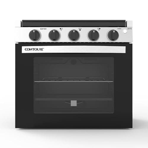 CONTOURE RV 3-Burner Drop-In Gas Range 21” – Propane-Powered RV Stove with Oven, Black with Stainless Steel Accents, LED Knobs, Easy-Clean Oven, CSA Certified, GR-21BTC 5