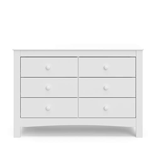 Graco Noah 6-Drawer Dresser (White) – GREENGUARD Gold Certified, White Dresser for Bedroom, Kids & Nursery Storage Chest, Safety Interlocking Drawers, Pre-Installed Tracks, Kids Chest 6