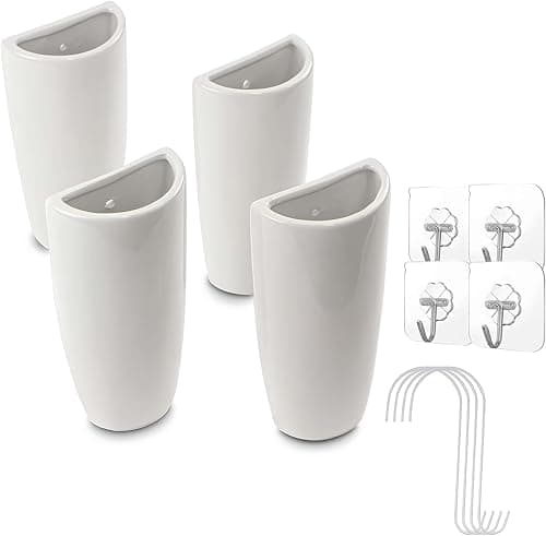 DEHHOO Pack of 4 Ceramic Radiator Hanging Humidifiers with S-Shaped Hooks White Radiator Water Evaporator for Healthy Room Air Moisture
