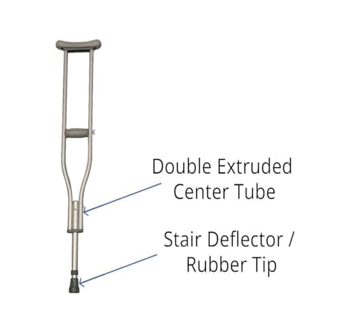 Caring Adult Basic Crutches, LF, 250 LBS Weight Capacity 2