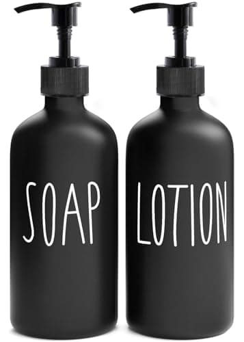 MOMEEMO Matte Black Soap Dispenser Bathroom Set, Contains Lotion and Hand Soap Dispenser, Suitable for Bathroom Decor Farmhouse Style. (Black)
