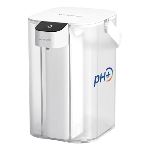 Waterdrop Alkaline Electric Water Filter Pitcher, Rechargeable Water Dispenser, Instant 200-Gallon 15-Cup Countertop Purifier, NSF/ANSI 42, Reduce PFOA/PFOS, Chlorine, Lead, White, with 1 Filter