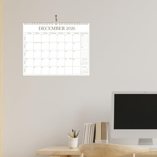 2026 Calendar - Wall Calendar 2026 from January 2026 - June 2027, 18 Months Calendar with Premium Paper, Twin-Wire Binding & Hanging Hook, 12" x 14.5", Golden 6