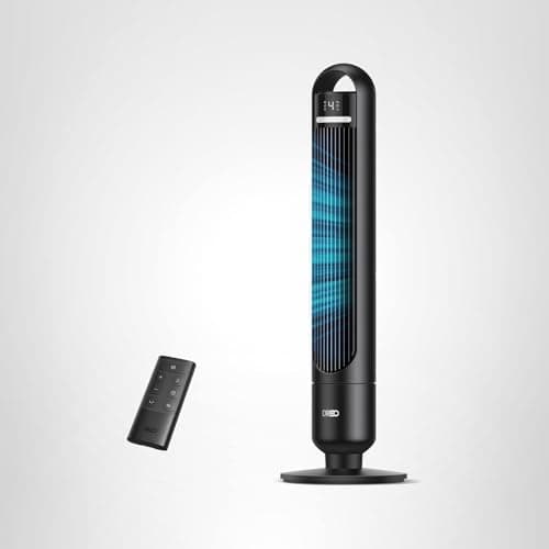 Dreo Tower Fan for Bedroom, 90° Oscillating Standing Fans for Room with 4 Speeds, 3 Modes, 28dB Quiet for Sleep, 25ft/s Velocity, 8H Timer, Remote, Living Room, Office, Home, Black 9