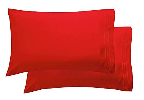 Elegant Comfort Luxury Ultra-Soft 2-Piece Pillowcase Set - 1500 Premium Hotel Quality Microfiber Double Brushed - Wrinkle Resistant, Standard/Queen, Red