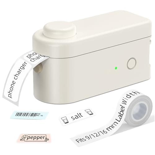 Makeid L1 Label Maker Machine with Tape - Portable & Rechargeable Label Makers Compatible with 9 12 16mm Waterproof Tape - Mini Bluetooth Labeler for Organizing Home Office School