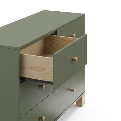 Storkcraft California 6-Drawer Double Dresser (Olive with Driftwood) - GREENGUARD Gold Certified, Interlocking Drawer System, Dresser Drawer Organizer for Kids Bedroom 13