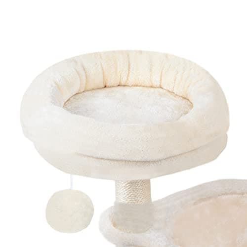 HOOBRO Small Cat Tree Tower with Luxury Condo, Basket Hammock for Indoor Kittens with Scratching Posts, Kittens Pet Activity Tree, Beige BE07CT03 7