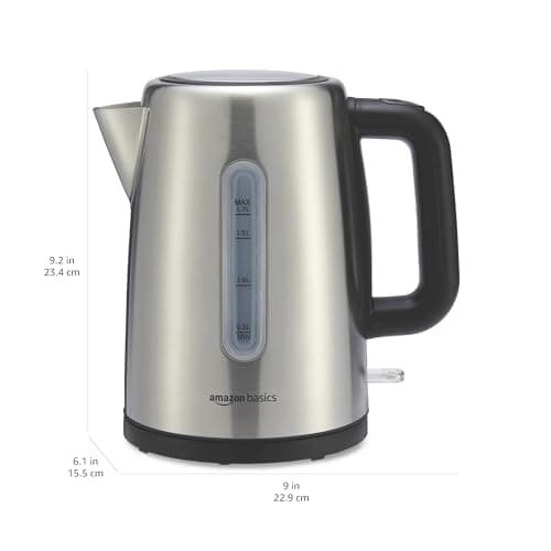 Amazon Basics Electric Stainless Steel Kettle for Tea and Coffee, BPA-Free, Fast Boiling, Auto Shut-Off, Boil-Dry Protection, 1.7 Liter, 1500W, Black and Silver 5