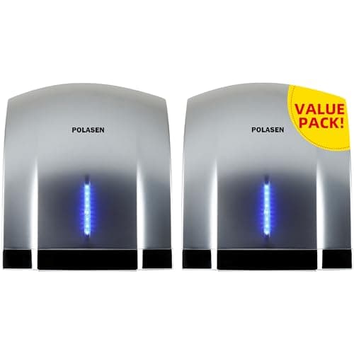 POLASEN Hand Dryers for Bathrooms Commercial Silver Pack of 2 with 2 Pin Plug 110V Automatic Compact High Speed Air Wiper ADA Compliant for Industry Business Restrooms