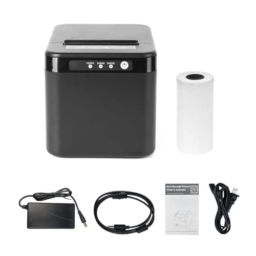 BISOFICE 80mm Receipt Printer ESC/POS Thermal Printer Desktop Direct Print USB+LAN Connection High Efficiency with Auto Cutter Large Paper Bin for Shipping Business Restaurant Kitchen Supermarket 8