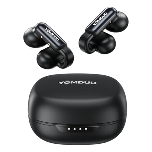 Yomdud Ultra Open Ear Earbuds Bluetooth 5.4,Wireless Clip On Earbuds Sound Quality Clear,Lightweight and Comfortable Design,Stable Fit,42 Hours of Play Time Black