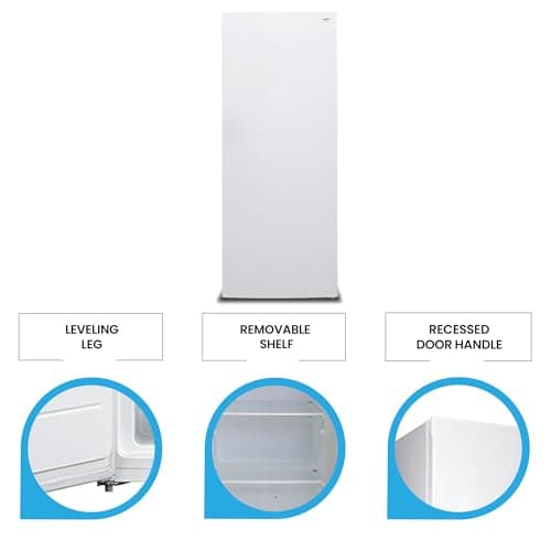 Koolatron Upright freezer - 4 Fixed Grid Shelves, Garage Ready, Meat Storage, Manual Defrost, Space Saving, Congelador For Home, Apartment, Basement, Dorm, Room, 7 Cubic Feet Capacity, White 4