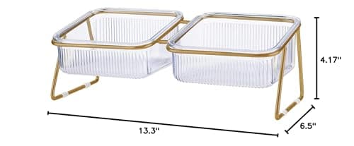 Elevated Cat Bowls, 5.5 inches Food & Water Bowls 15° Tilted Raised Food Feeding Dishes with Iron Stand for Cats and Puppy, with 2 Large Bowl and 4 Anti Slip Feet, Dishwasher Safe 8