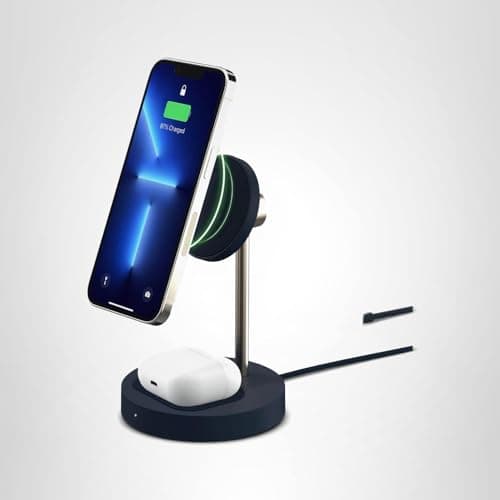 iOttie Velox Magnetic Wireless Duo Stand. 7.5W Mounting Stand + 5W Charging Pad. MagSafe Compatible for iPhone 12, iPhone 13, iPhone 14, & iPhone 15 Series & Qi AirPods Charger (Adapter not Included) 8