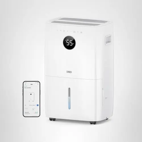 DREO 110-Pint Smart Dehumidifier for Basement, 4500 Ft² for Large Room, 2 Gallon Water Tank, Auto/Comfort/Constant Mode Dehumidifiers for Home, Bedroom, Bathroom, with Drain Hose, White, 711S 9