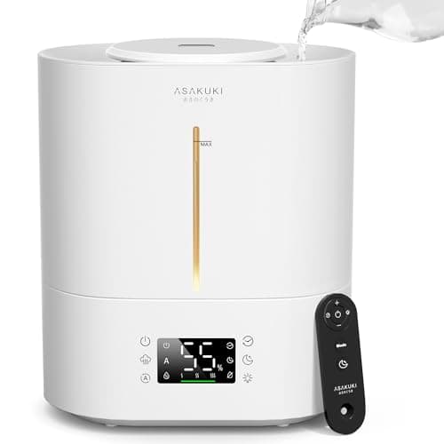 ASAKUKI Humidifiers for Bedroom Large Room, 4L Top Fill Cool Mist Humidifiers for Baby Nursery & Plants, Adjustable Humidity Control, Smart Auto Mode, Essential Oil Tray, Quiet Sleep Mode with Cleaner