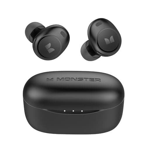 Monster Achieve 300 AirLinks Wireless Earbuds, Bluetooth 5.3 in-Ear Headphones with Charging Case, Stereo Headphones, 32H Playtime Touch Control, Built-in Mic, Clear Call
