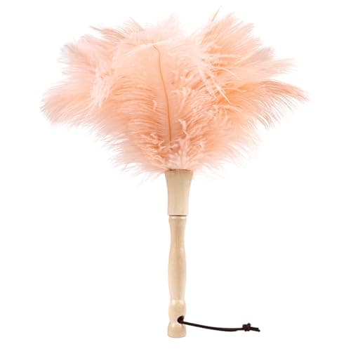 MehelloFeather Ostrich Feather Duster 12 Inch Handheld Duster Supplies, Wooden Handle Feather Duster for Cleaning Keyboard Home Car Office (Champagne)