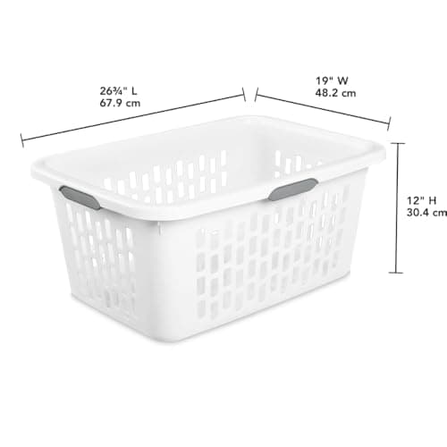 SIT MART 2 Bushel Large Plastic Laundry Basket with 4 Comfort Grip Handles, White - Durable, Lightweight, Spacious Laundry Storage for Home, Dorm, and Apartments 5