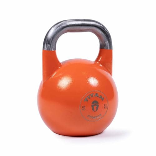 Titan Fitness 12 KG Competition Kettlebell, Color-Coded Orange, 35mm Handle, Ideal for Strength Training and Home Gym Workouts, Training Sets for Men & Women