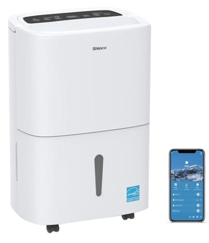 Shinco 6,000 Sq.Ft Energy Star Dehumidifier with WIFI, Ideal for Large Rooms and Home Basements, Efficient Moisture Removal with Adjustable Humidity Control, 1.32 Gallons Water Tank