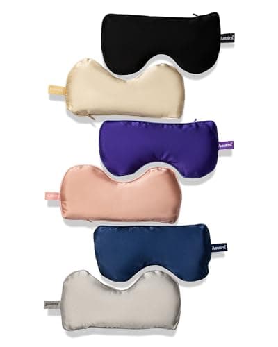 ASUTRA Silk Eye Pillow for Sleep, Purple - Filled w/Lavender Buds & Flax Seeds, Weighted Eye Mask, Meditation & Light Blocking Blindfold, Cooling Gel Mask Included 6
