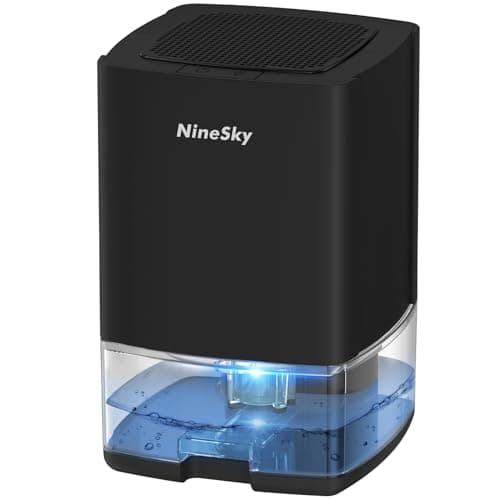 NineSky Dehumidifier for Home, 30oz Water Tank,(300 sq.ft) Dehumidifiers for Bedroom, Bathroom, Basement with 7 Colorful Lights, Auto Shut Off(C1 Black)