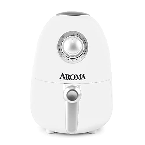 Aroma Housewares 2Qt. Air Fryer, Built-In Timer, Includes Nonstick Cooking Pan, White (AAF-200)