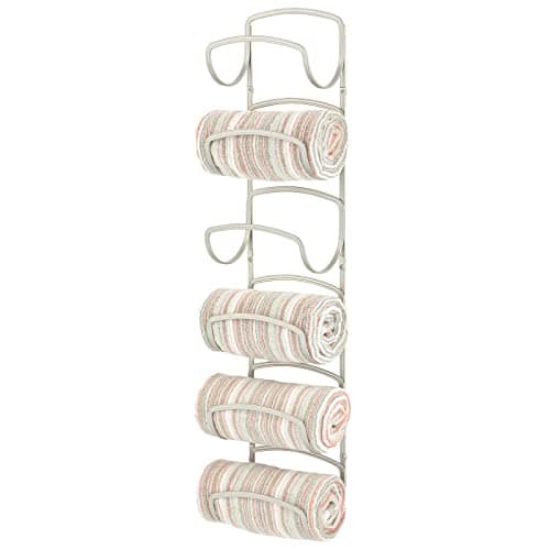 mDesign Metal Towel Storage Unit – Bathroom Towel Storage for Towels – Practical Towel Rack Also for Bathroom Accessories – Matte Silver