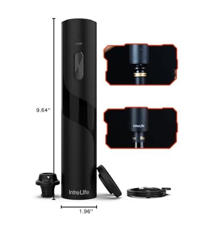 IntreLife 2 in 1 Electric Wine Opener Set,Rechargeable Wine Bottle Openers with Electric Vacuum Preserver,Wine Stopper,Foil Cutter,Automatic Wine Saver Pump Set 7