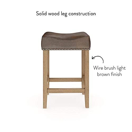 Nathan James Hylie Nailhead Wood Pub-Height Kitchen Counter Bar Stool 24", Dark Brown/Light Brown 7