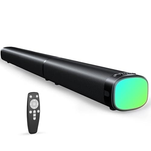 Sound Bar,100W Sound Bar for Smart TV with 3 RGB Lights Modes, Bluetooth 5.3, ARC/Opt/AUX Connect, Detachable 2-in-1 Speaker, 3 Equalizer Modes, Bass Surround Soundbar for TV/PC/Gaming/Projectors