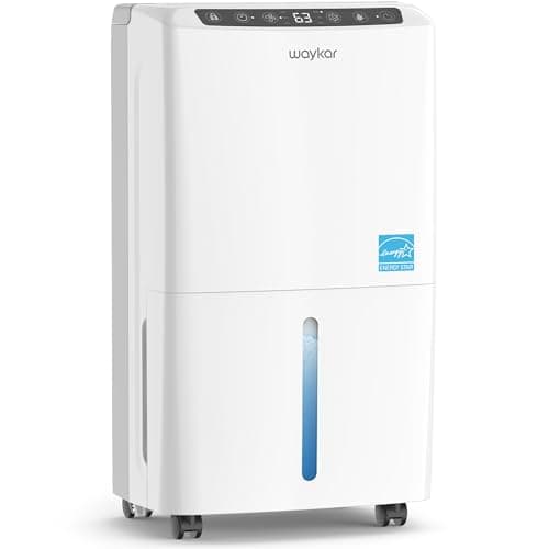 Waykar 2000 Sq. Ft 34 Pints 2025 Most Efficient Energy Star Dehumidifier for Home and Basement with Auto or Manual Drainage, Quiet 33dB Operation, 0.62 Gallon Water Tank Capacity