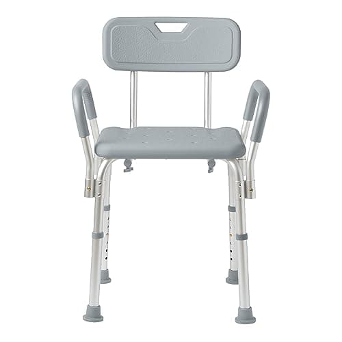 Medline Shower Chair with Backrest and Padded Armrests - 350 lb. capacity, Bath Bench, Seat, Stool for Independent Adult, Seniors, Elderly & Disabled Patients