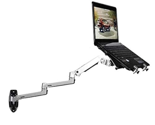 XSJ8013WT Wall Mount Laptop Holder Ultra Long Arm Aluminum Mechanical Spring Full Motion Laptop Mount Arm Monitor Holder Lapdesk (Silver)