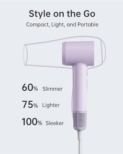Laifen Hair Dryer Swift SE, 200 Million Negative Ionic Blow Dryer with 105,000 RPM Brushless Motor 1400W Powerful Fast Drying High-Speed Low Noise Hairdryer with Magnetic Nozzle & Diffuser (Purple) 5