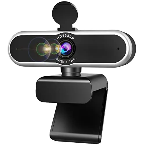 EMEET C965 1080P Webcam - USB Camera with Microphone & Physical Privacy Cover, Noise-Canceling Mic, Auto Light Correction，96° Ultra Wide Angle Auto Focus Webcam for Meeting/Online Classes/Zoom/YouTube