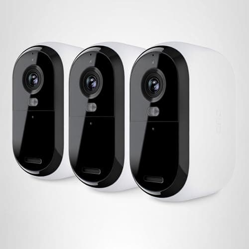 Arlo Essential Security Camera 2K | Outdoor - Indoor | 2nd Gen | Wireless with Spotlight, 2-Way Audio, Color Night Vision, Live Stream, Motion Activation, Real Time Notifications - White, 3 Cameras 8