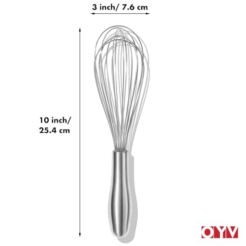 OYV 18/10 Stainless Steel Whisk, Ergonomic Handle, Dishwasher Safe Metal whisk, Professional Whisk for Kitchen Cooking, Perfect for Blending, Whisking, Baking, and Beating, 10-Inch Wire Wisk 7