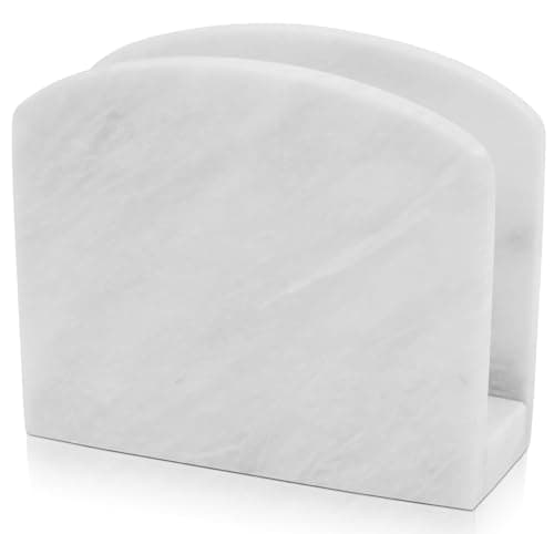 Radicaln Marble Napkin Holder 5.5" Inch White Handmade Dining Table Napkins Holder - Simple Modern Home & Kitchen Paper Towel Holder Countertop For Home Decor